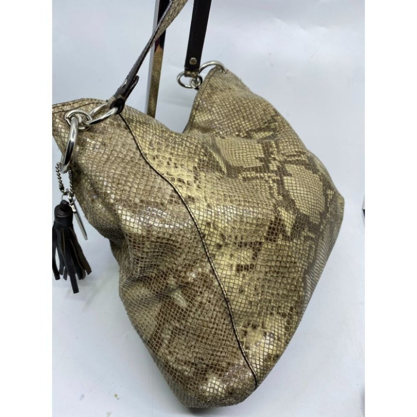 COACH Animal Embossed Leather Tan Shoulder Bag