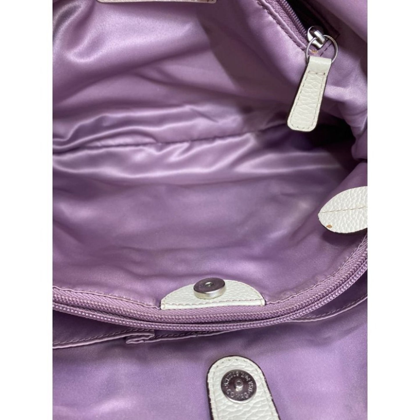 COACH Medium/ Large Leather Tan White Shoulder Bag