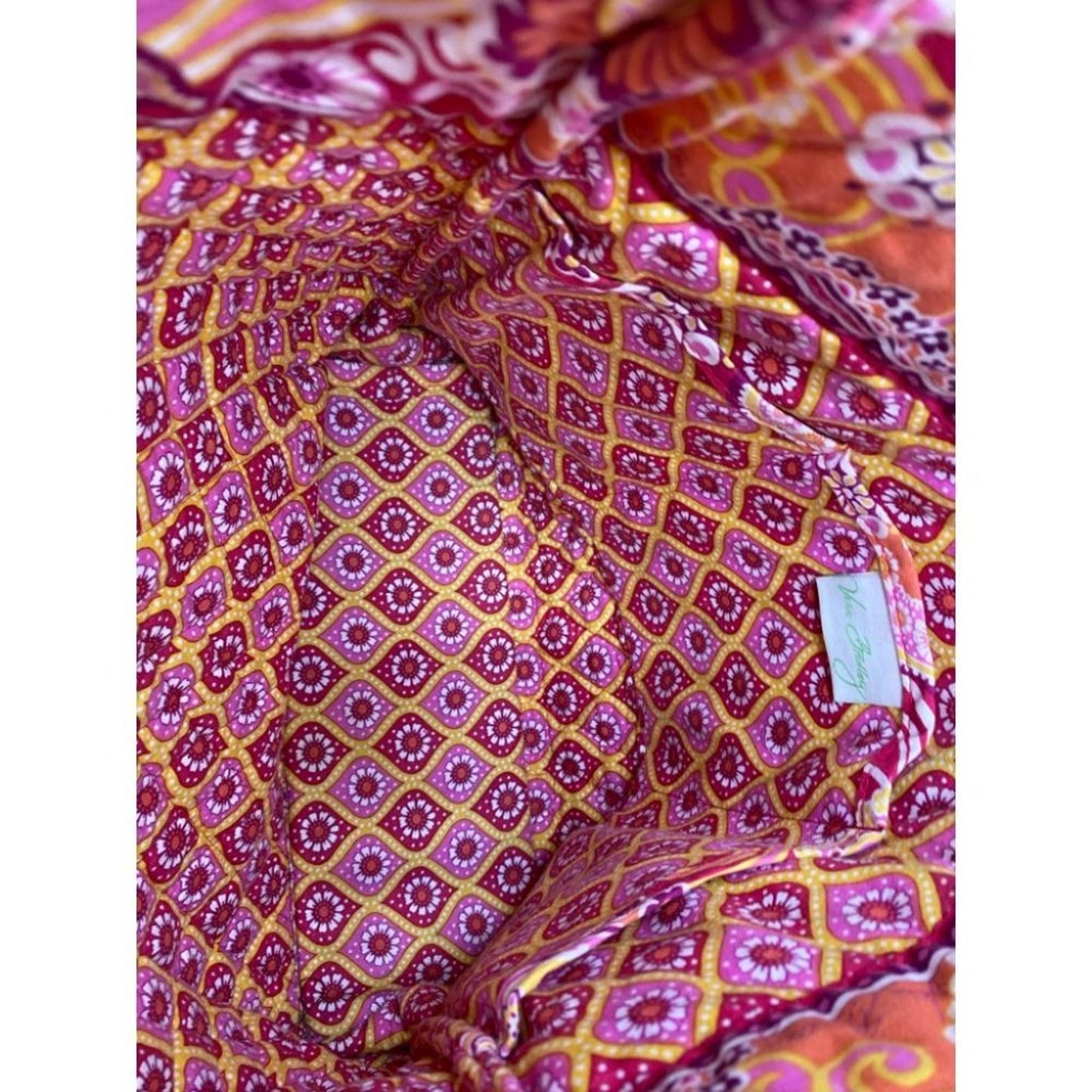 VERA BRADLEY Red Orange Large Quilted Tote Bag
