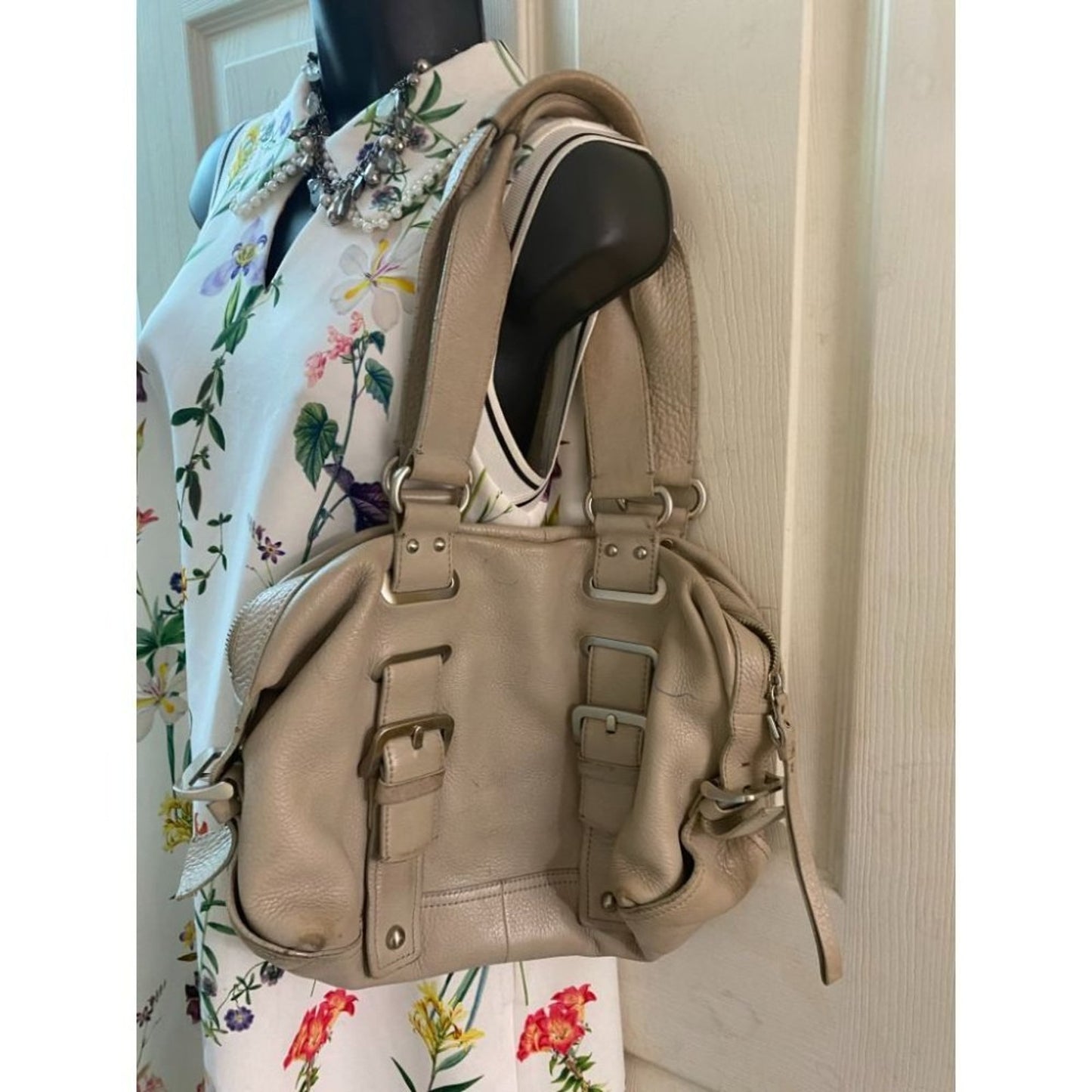 Kenneth Cole Cream Leather Tote/ Shoulder Bag