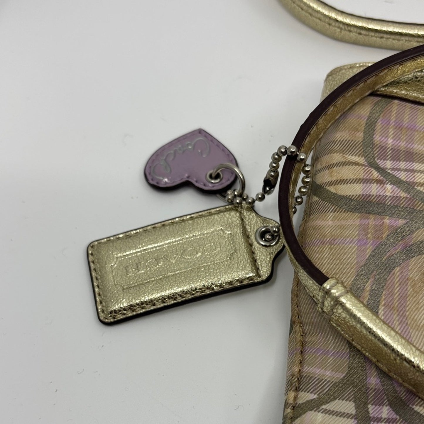 Coach Beige and Gold Shoulder Bag