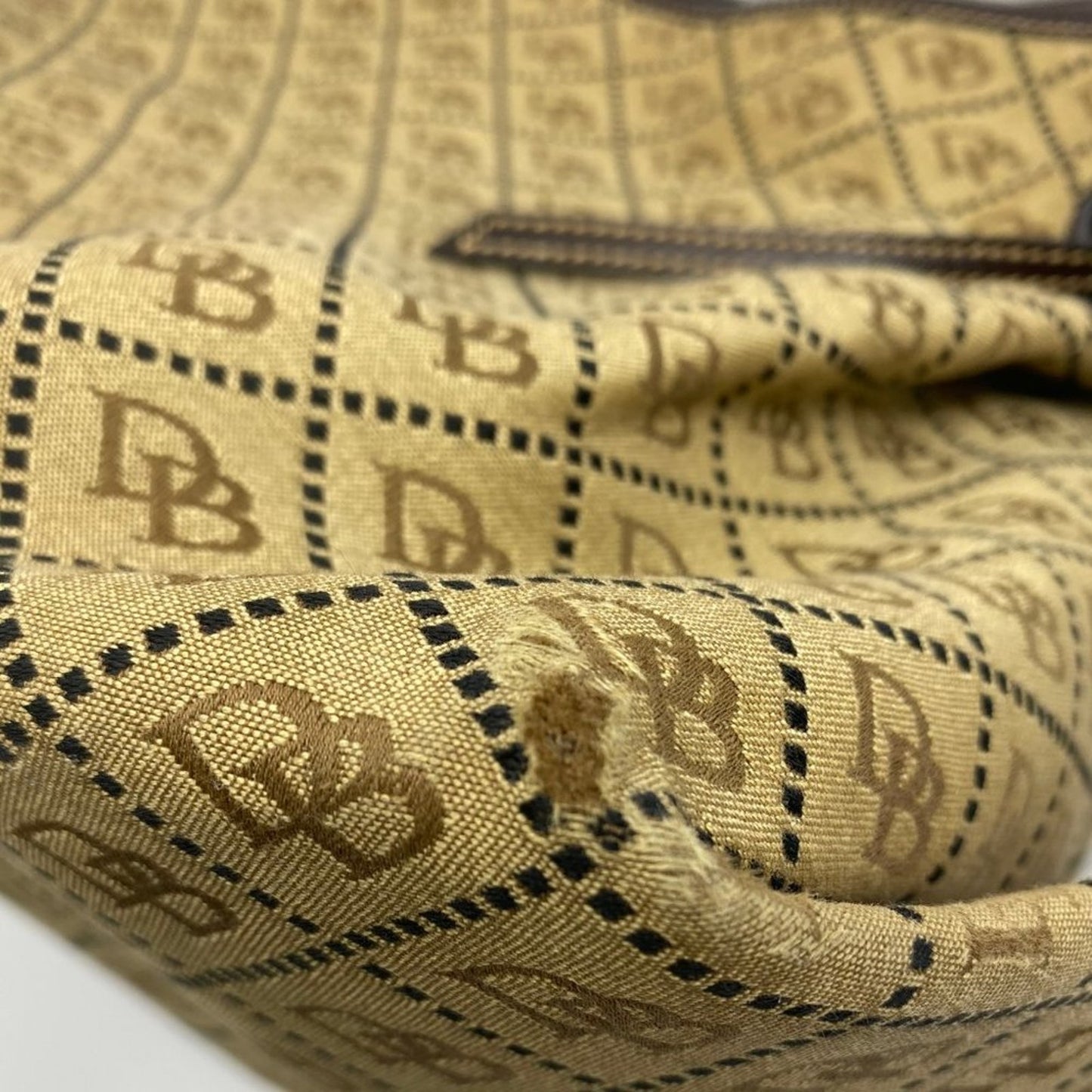 Dooney & Bourke L Tan Jacquard Fabric Shoulder Bag