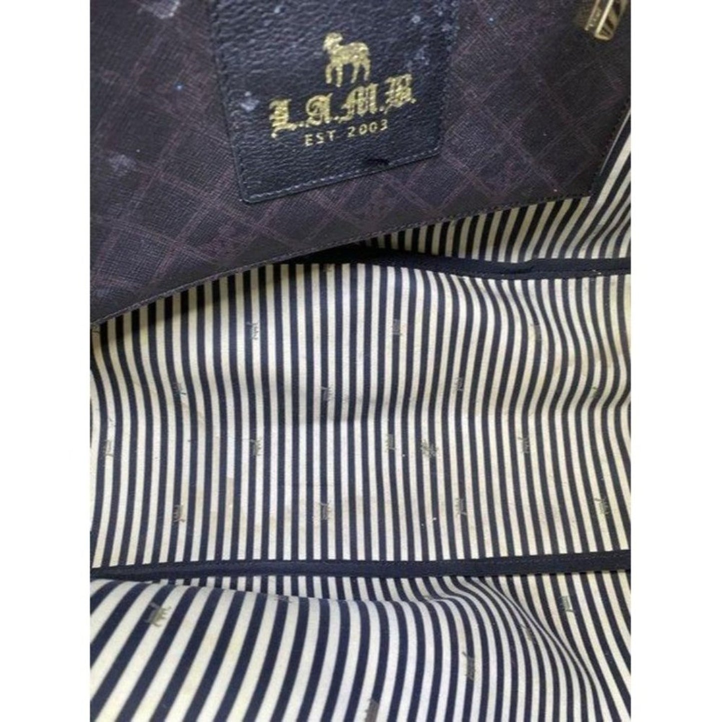 lamb shopping xl l black tan coated canvas tote