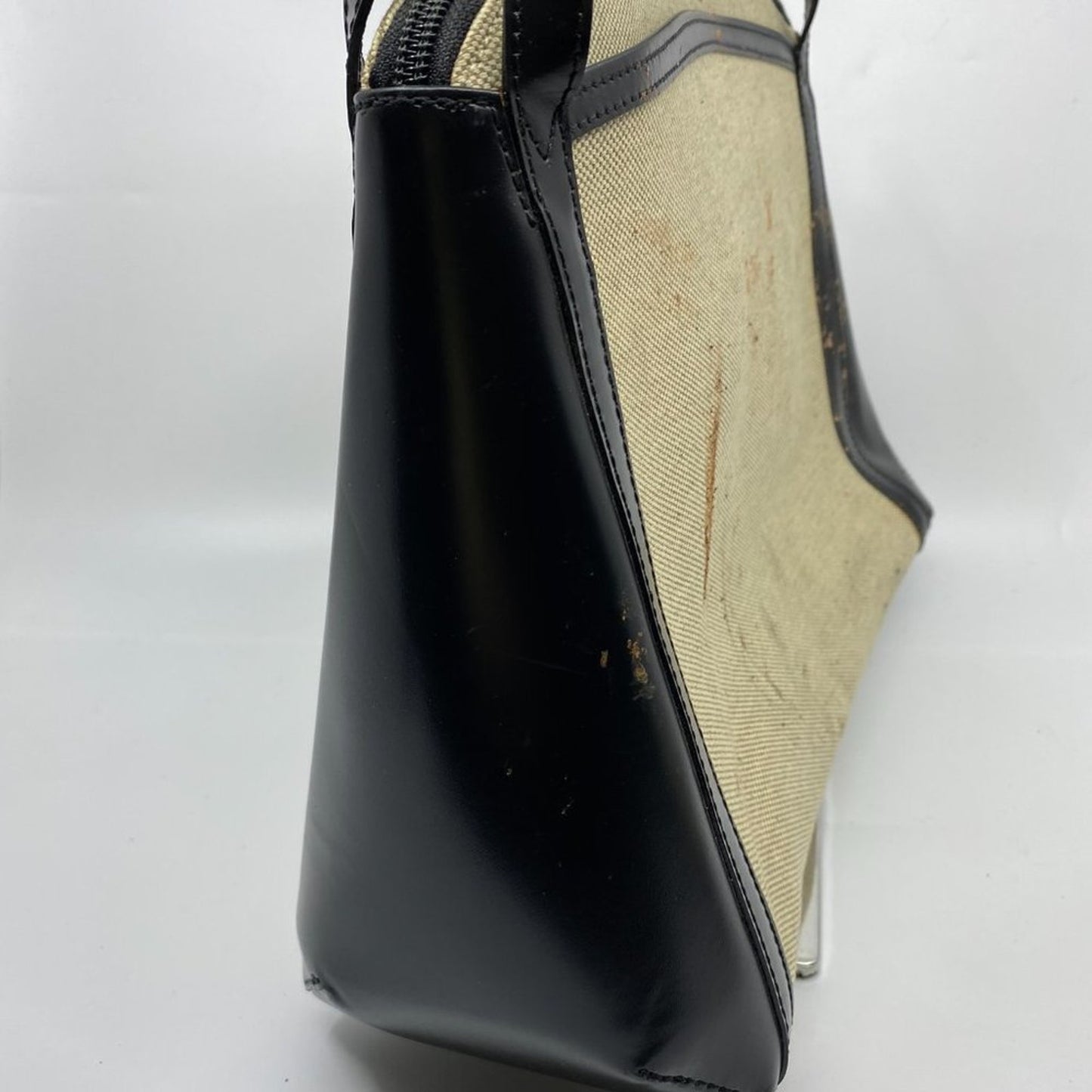 BALLY Vintage/ Khaki Canvas And Lether Handbag