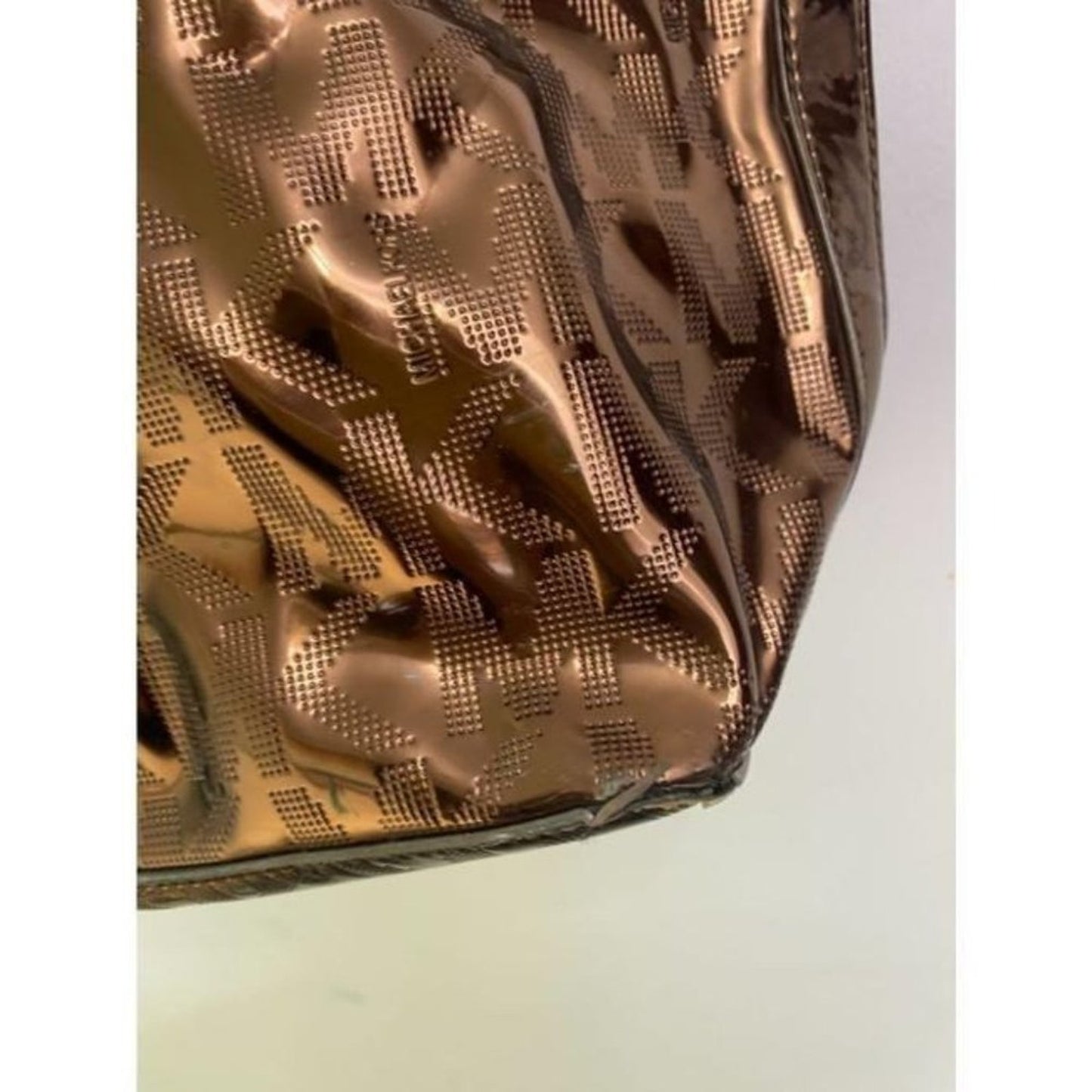 michael kors large brown patent leather shoulder b