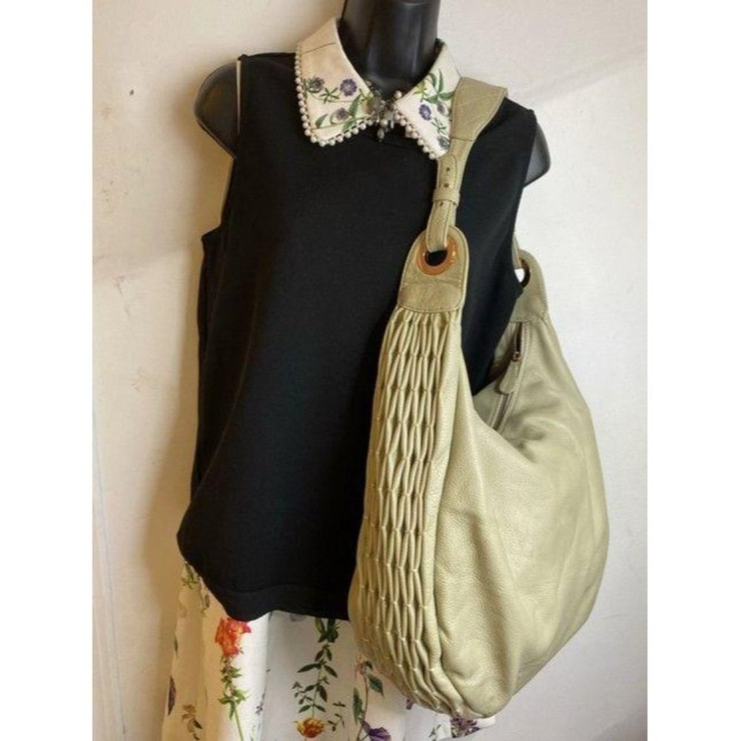 goldenbleu tote large cream leather shoulder bag