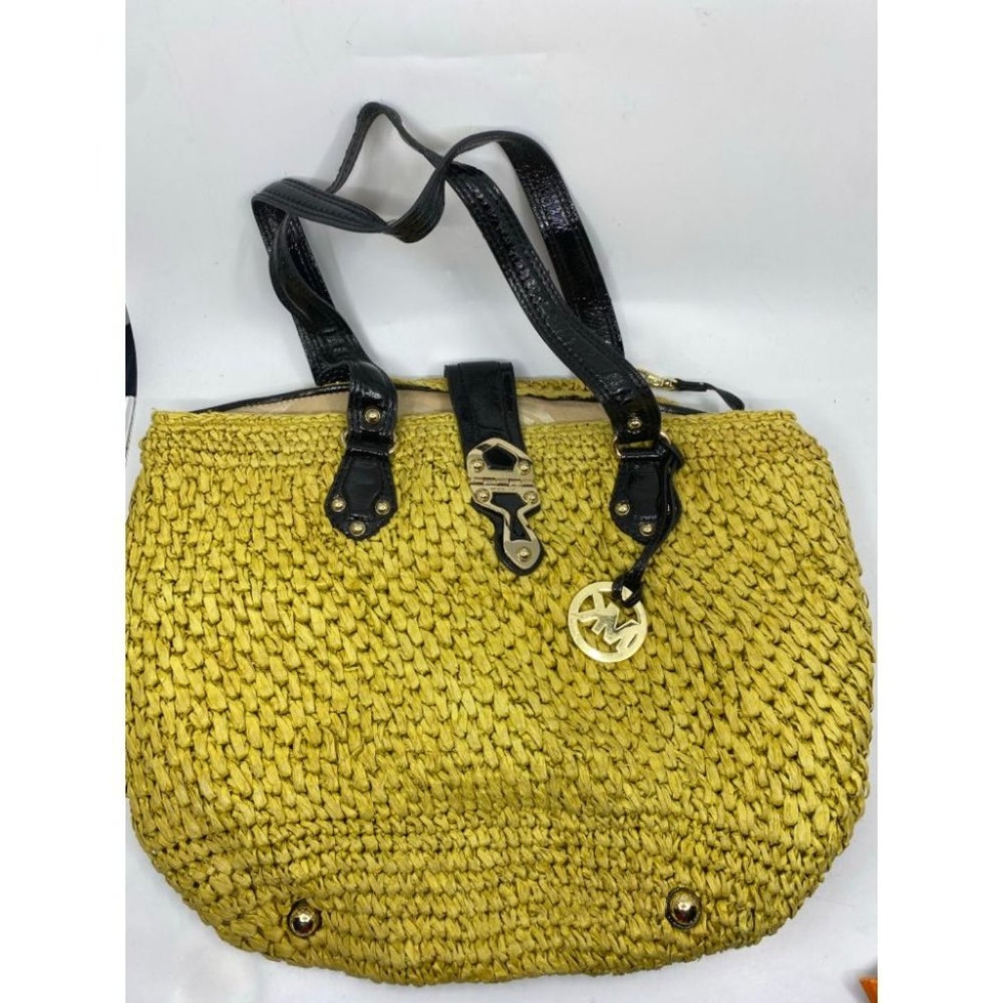 Michael Kors Women's Yellow Large Weave Straw Bag