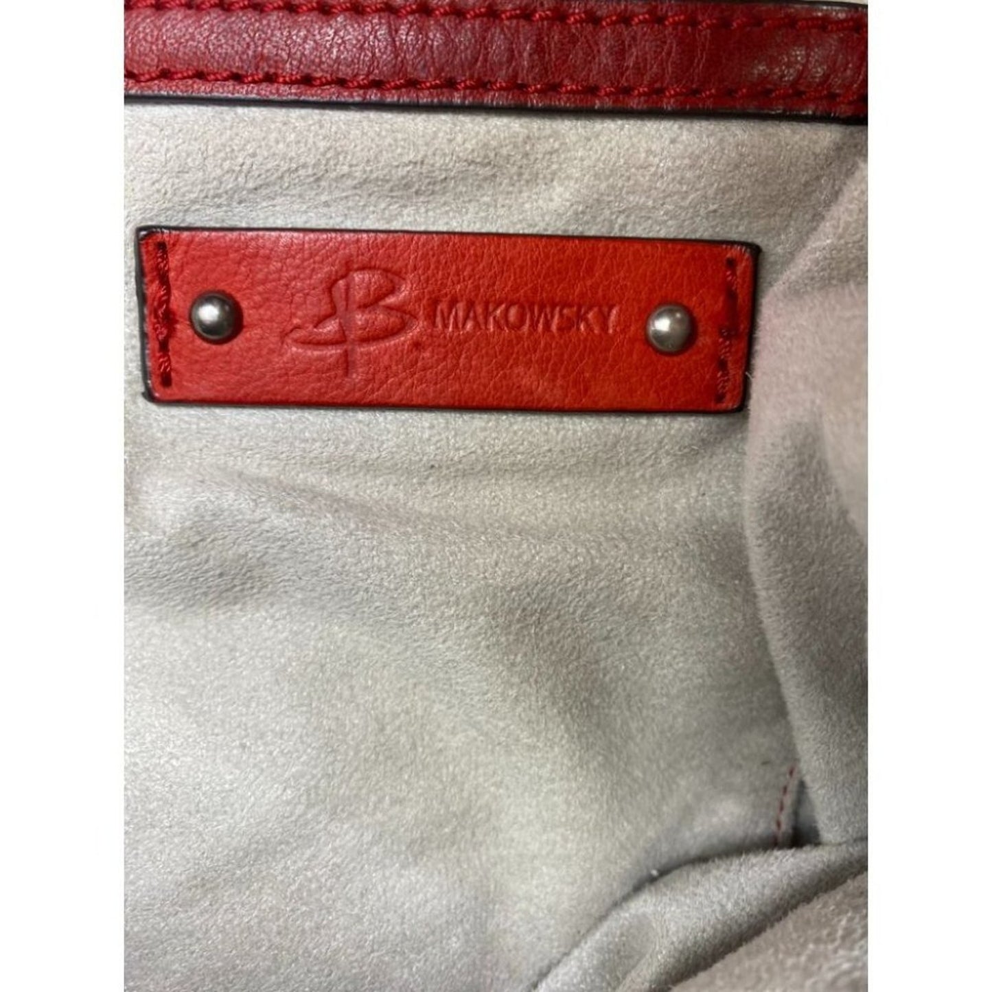 B. Makowsky Orange Large Leather Shoulder Bag