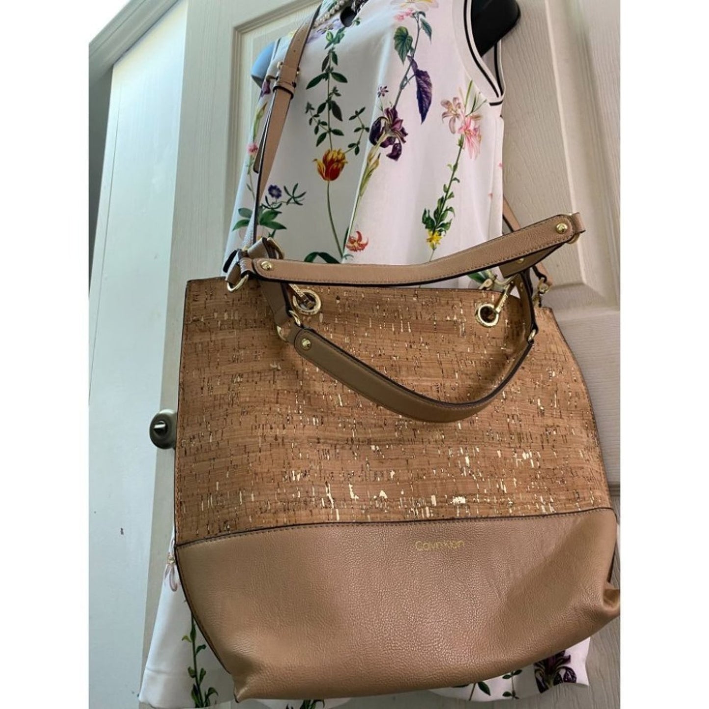 Calvin Klein Tan Large Tote Bag Crossbody Strap