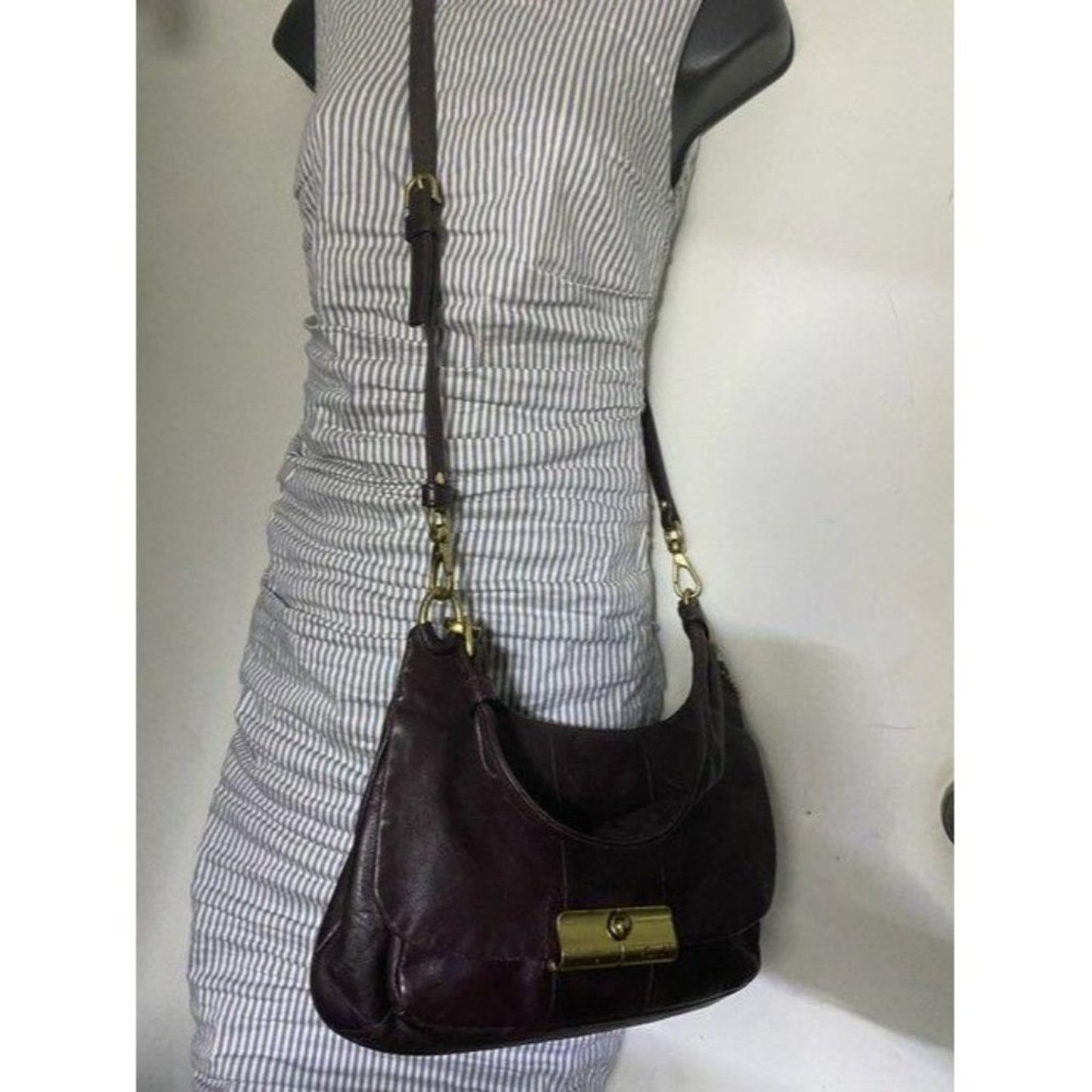 coach vintage rare brown leather cross body bag