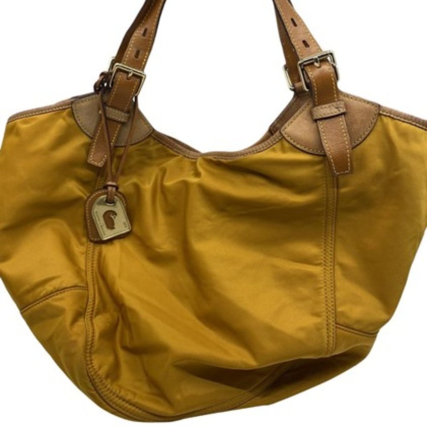 Dooney & Bourke XL Yellow Brown Nylon Shoulder Bag