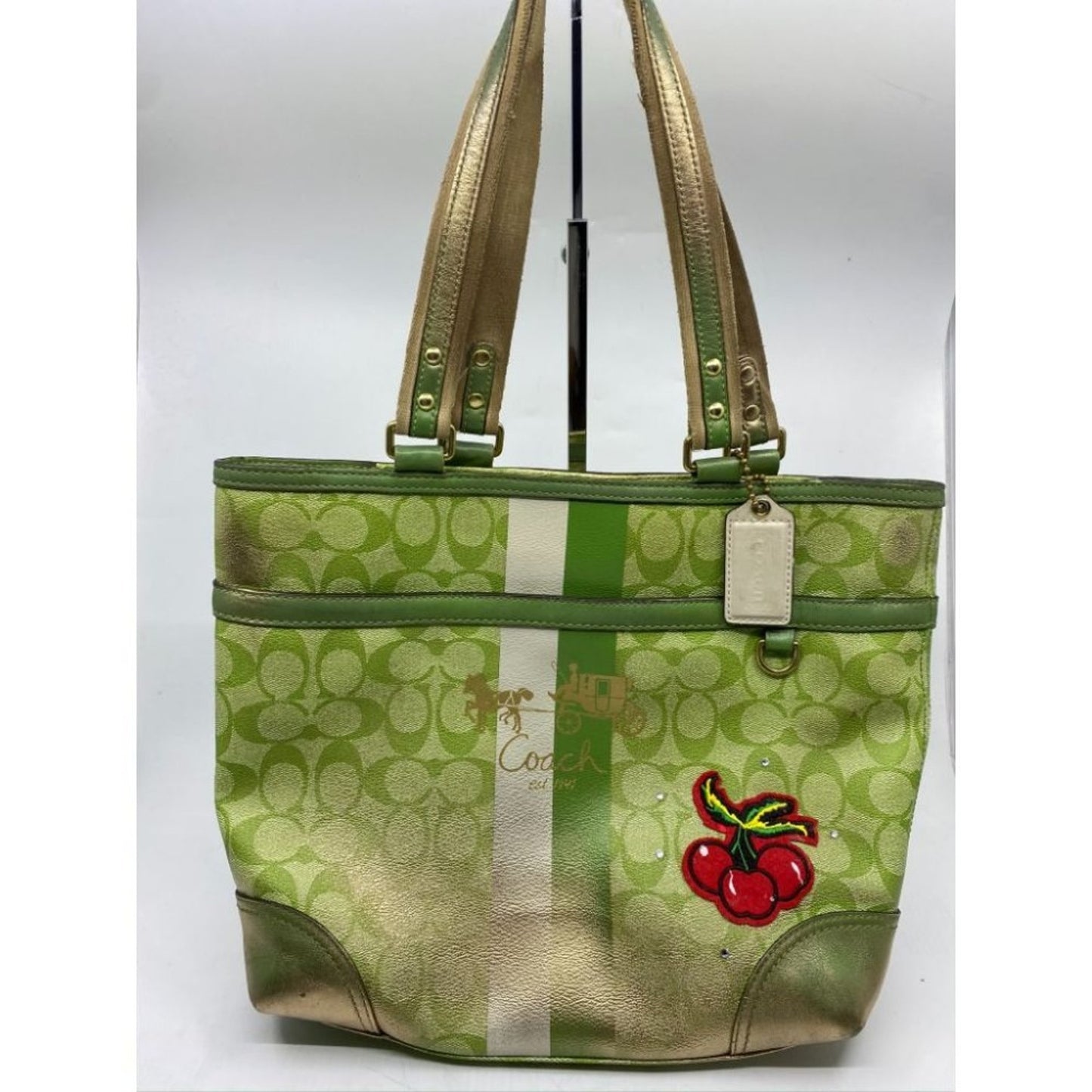 COACH Customized w/ Applique Green Tote Bag