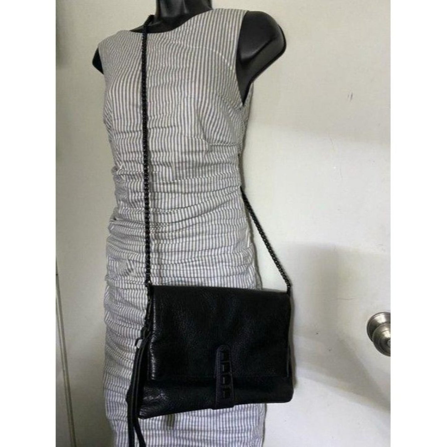 Nicole Miller Nwot Msrp Black Leather Cross Body B