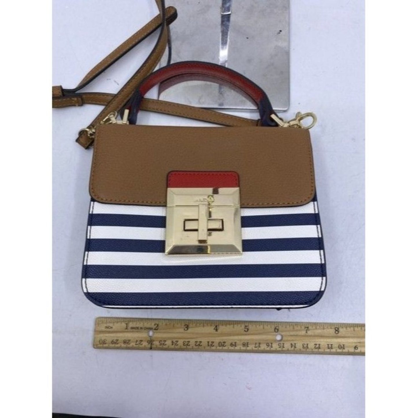 Aldo Cute Stripped Faux Leather Cross Body Bag