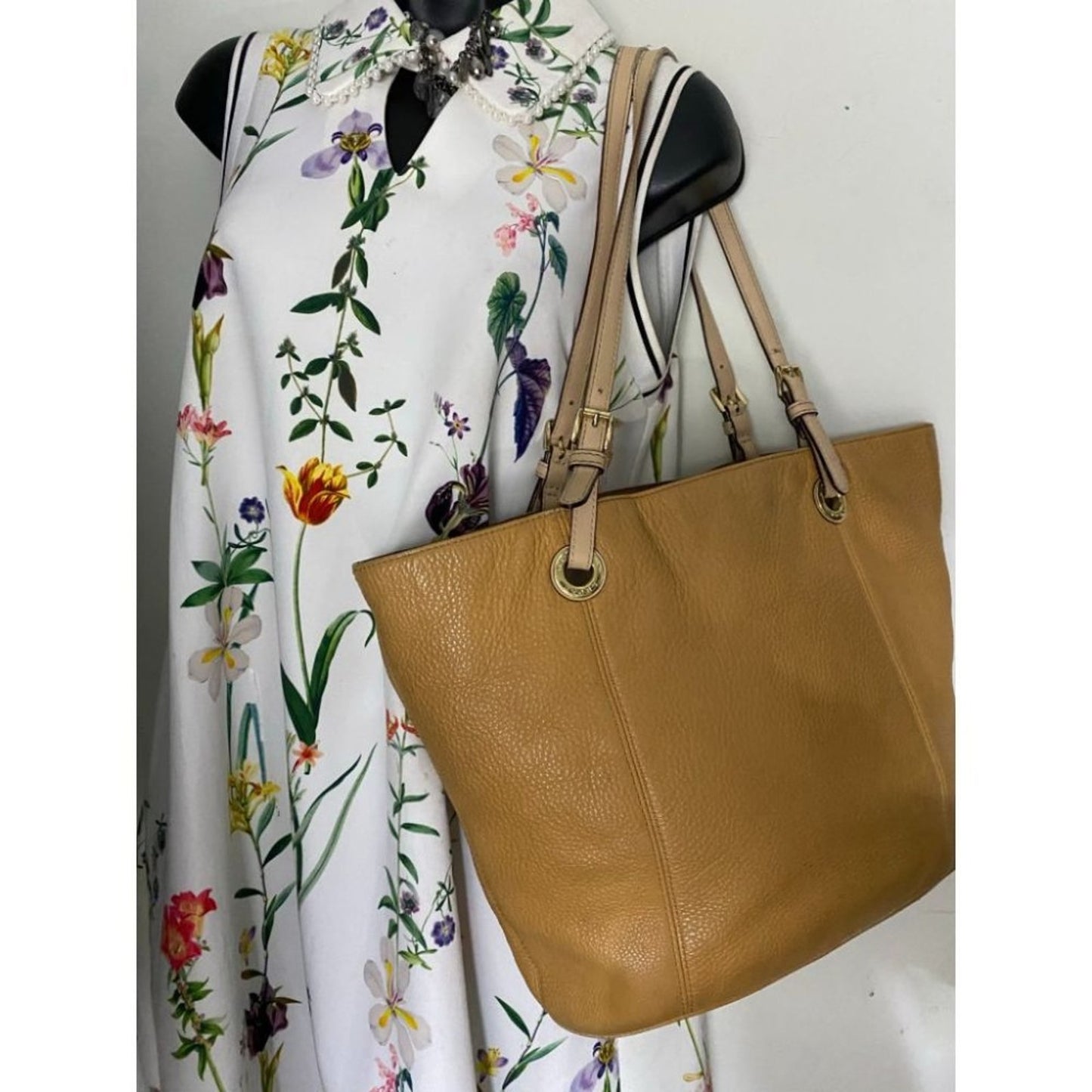 Michael Kors Classic Beige Leather Tote Bag