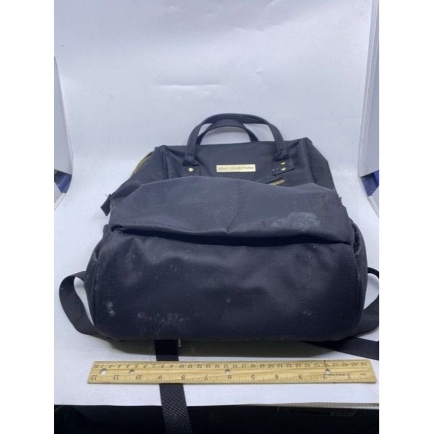Multi Pocket Black Fabric Backpack