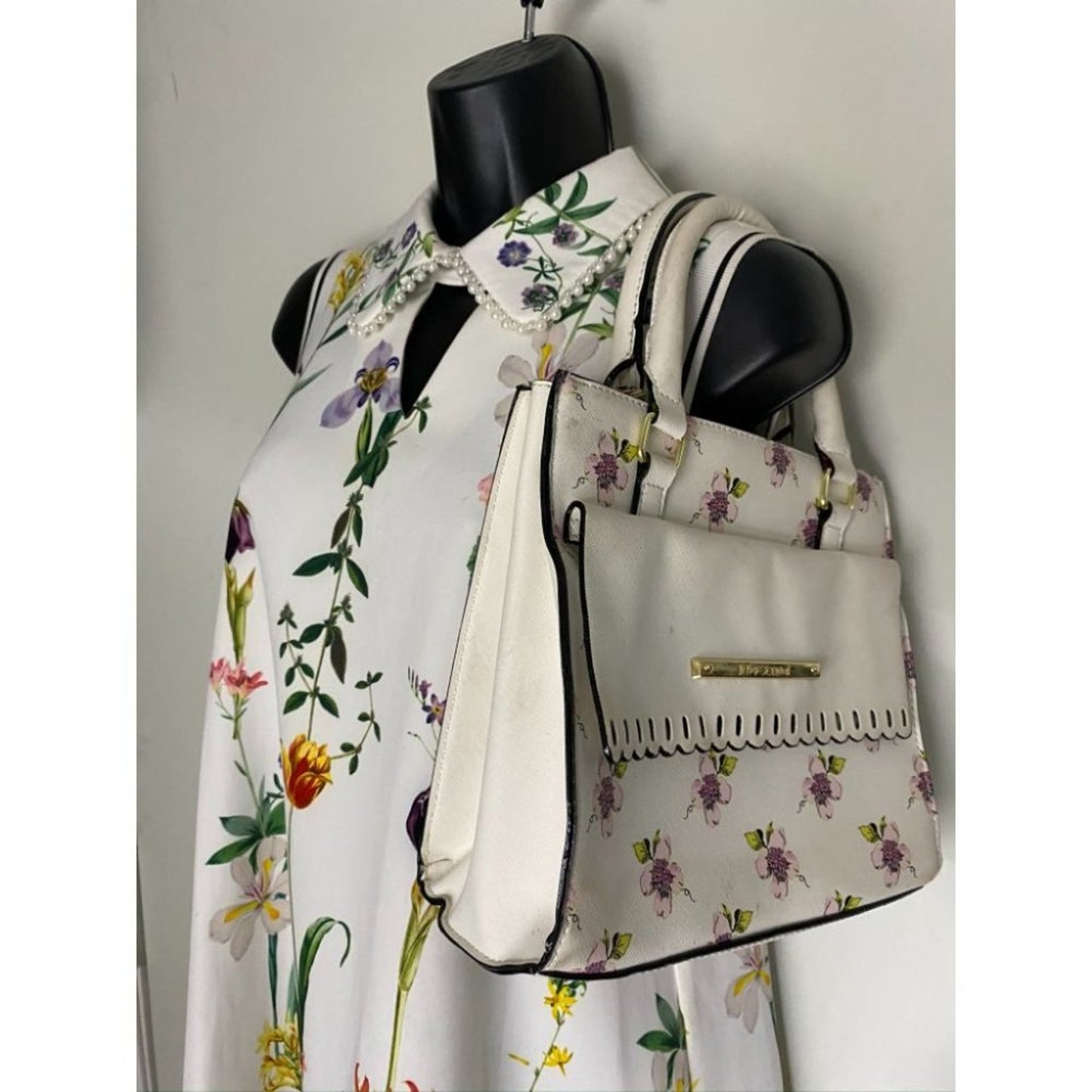 BETSEY JOHNSON Faux Leather Embellished Tote Bag
