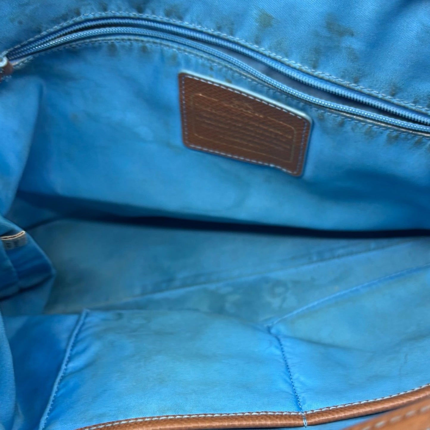 Coach Blue and Tan Tote Bag