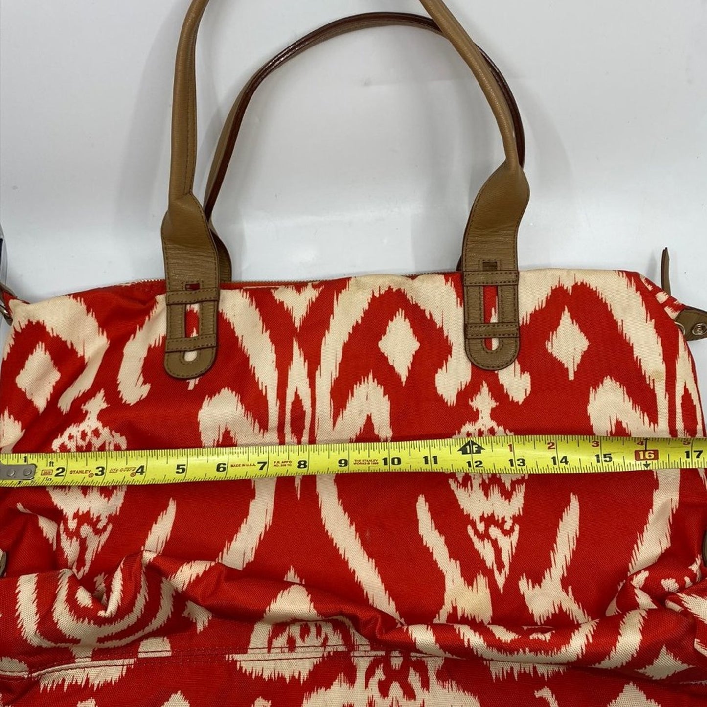 Stella & Dot Red Print Fabric Shoulder Bag