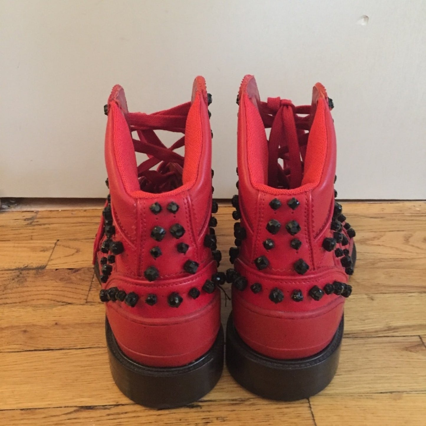 GIVENCHY Men’s Red High Sneakers w/ Stones size 44