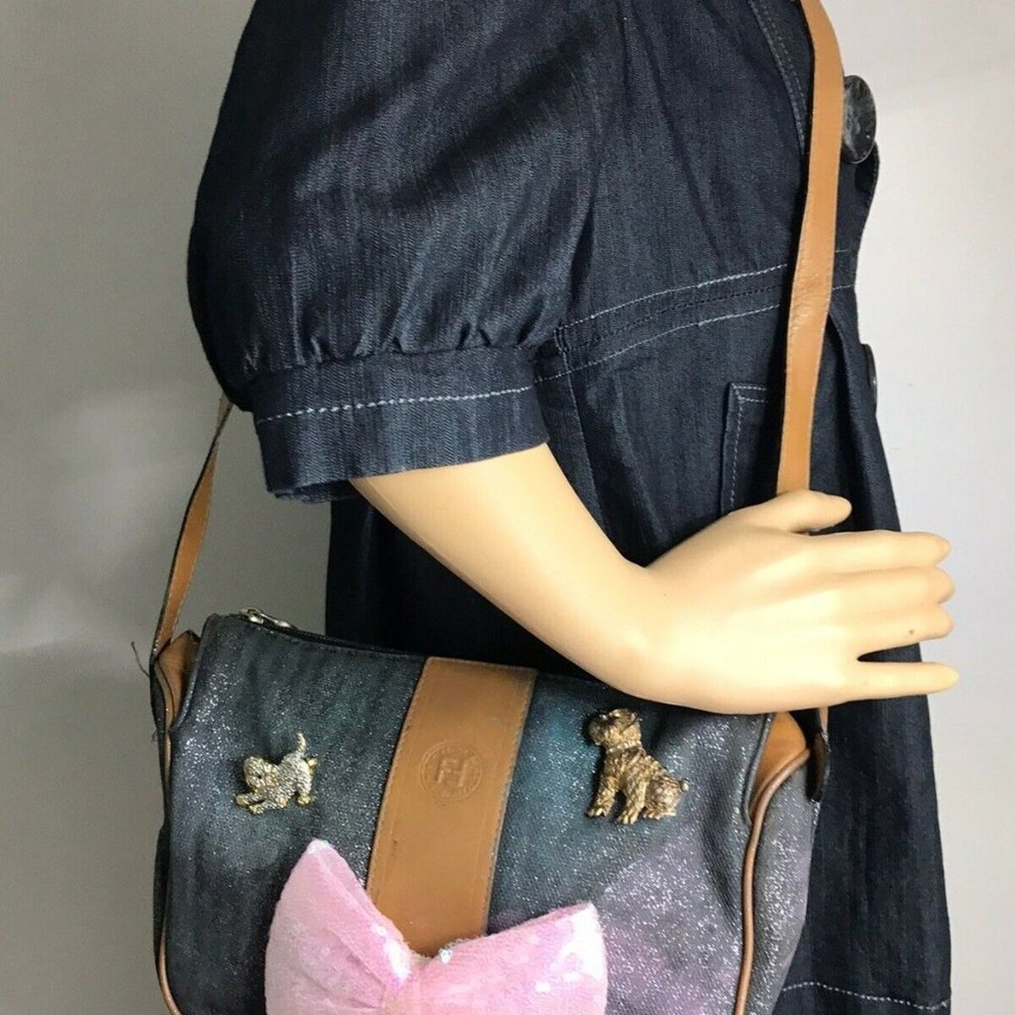Fendi Vintage Bag Customized w/ Bow and Dog