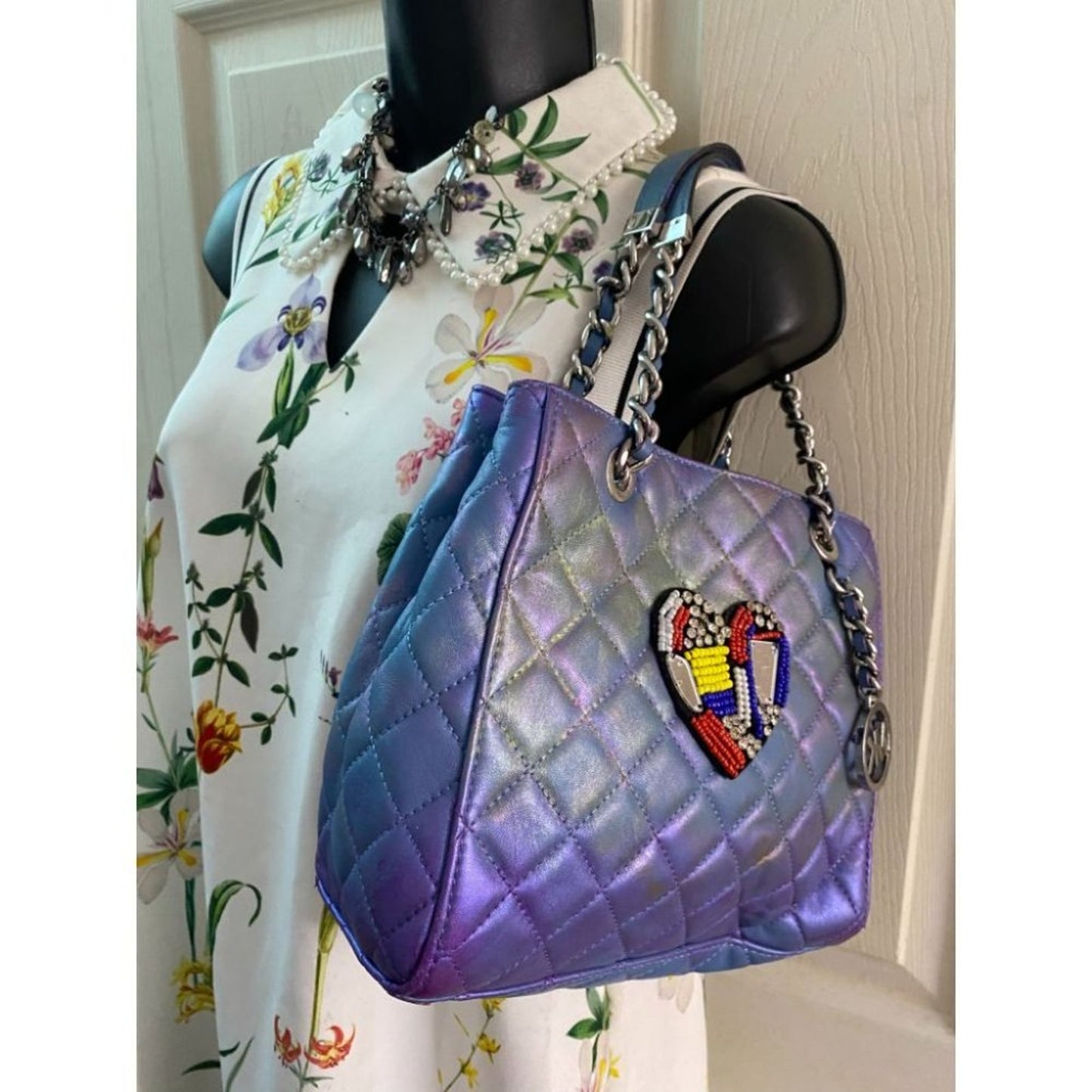Michael Kors Blue Purple Customized Tote Bag