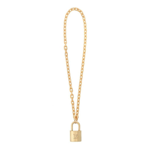 AUTHENTIC Louis Vuitton Lock and Key w 17 3/4 Gold Cable Second Hand Nec…