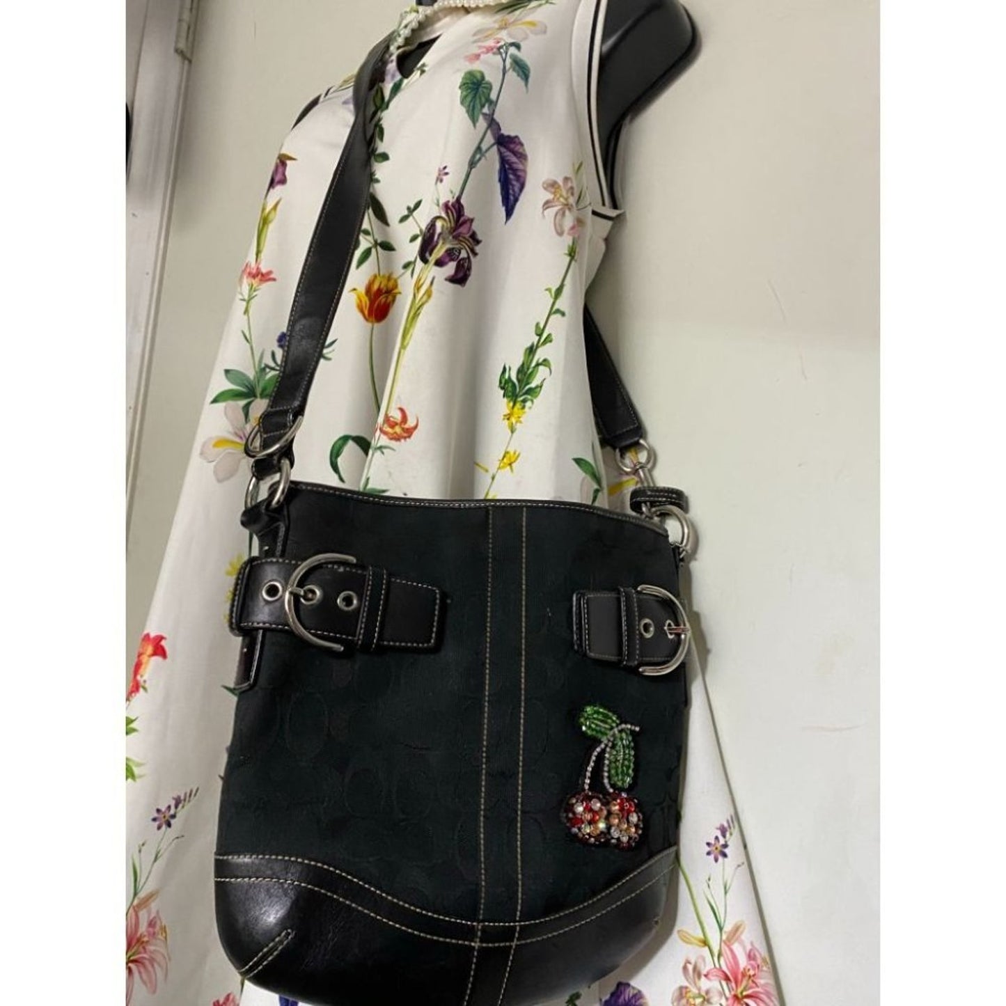 Coach Black Jacquard Fabric Signature Crossbody