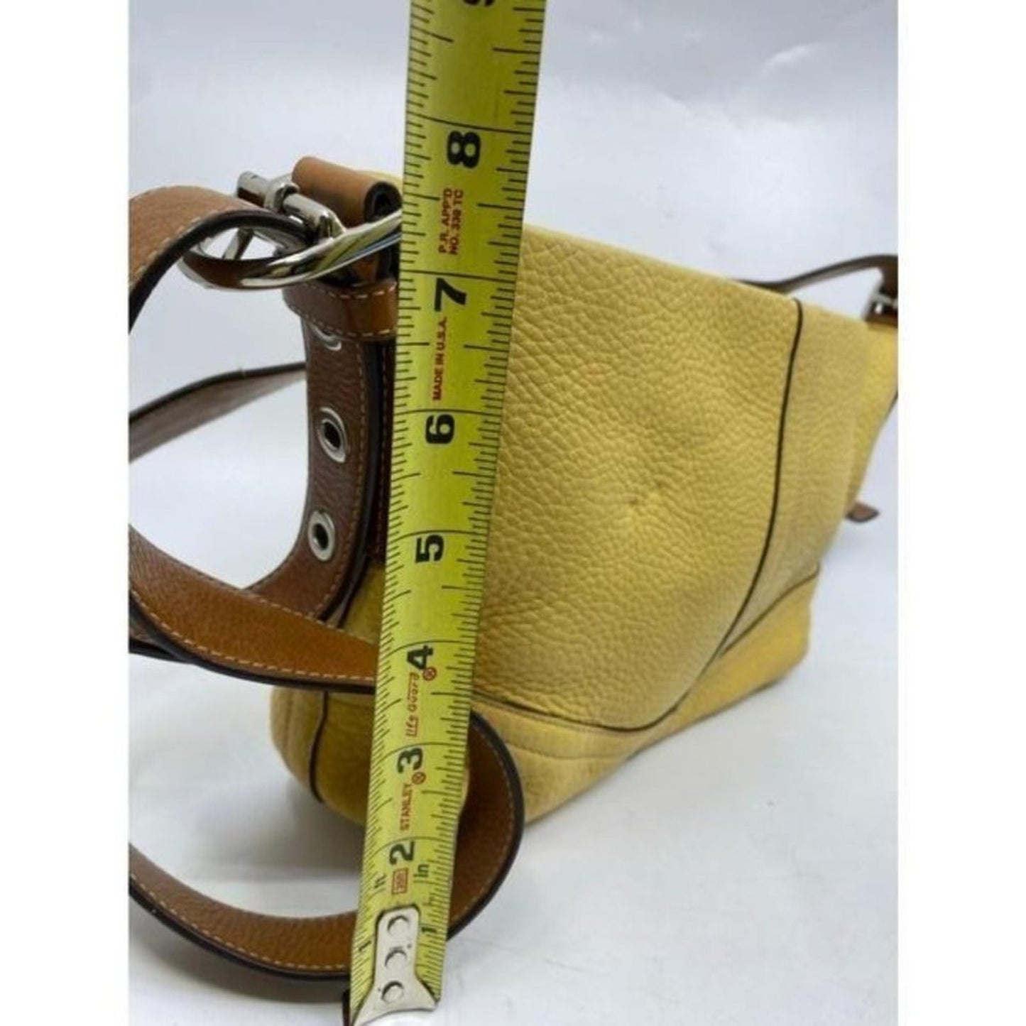 coach medium w adjustable strap yellow leather cro