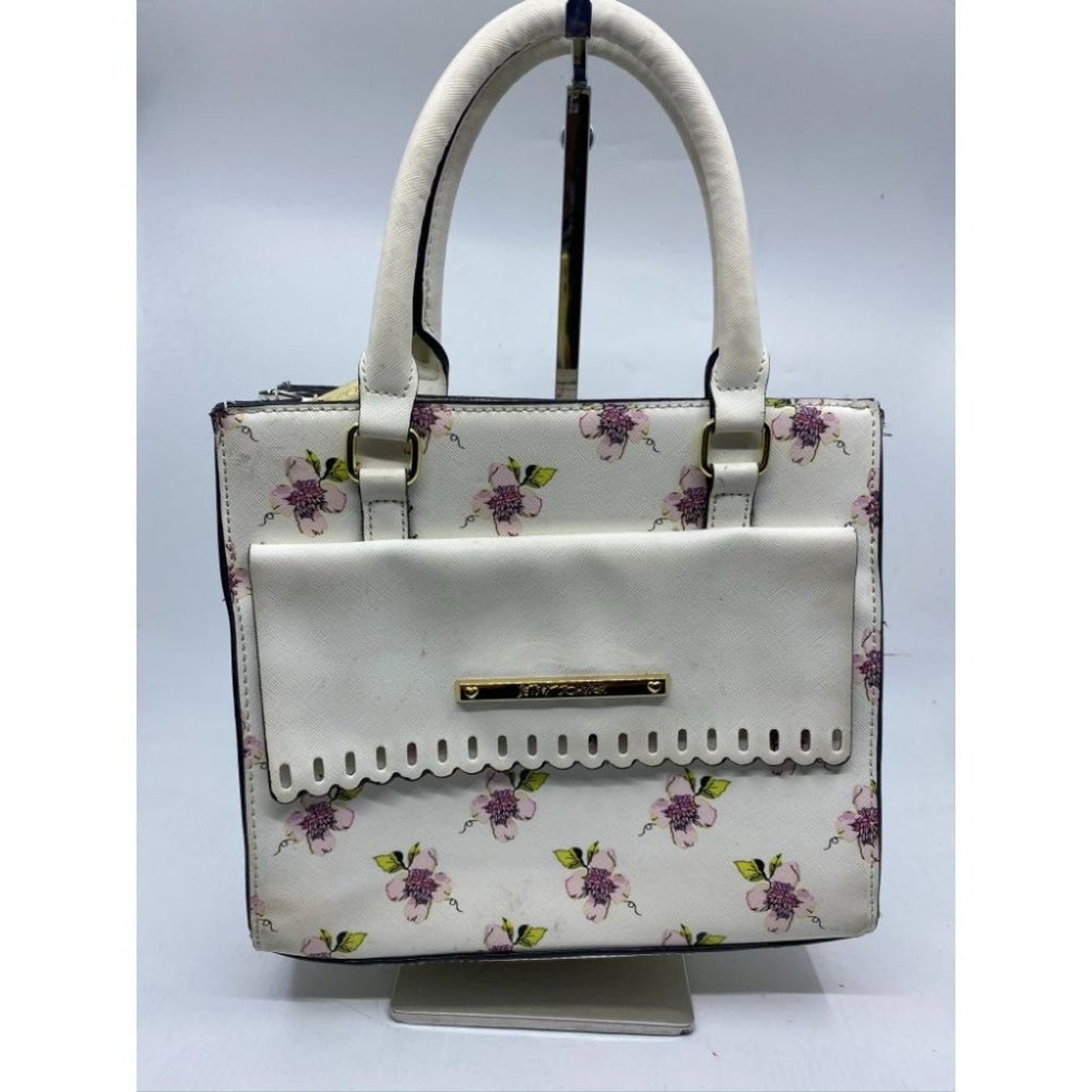 BETSEY JOHNSON Faux Leather Embellished Tote Bag