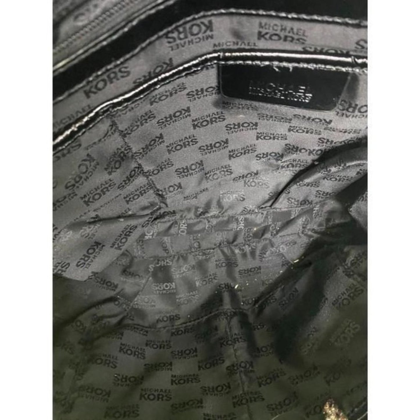 michael kors large black patent leather shoulder b