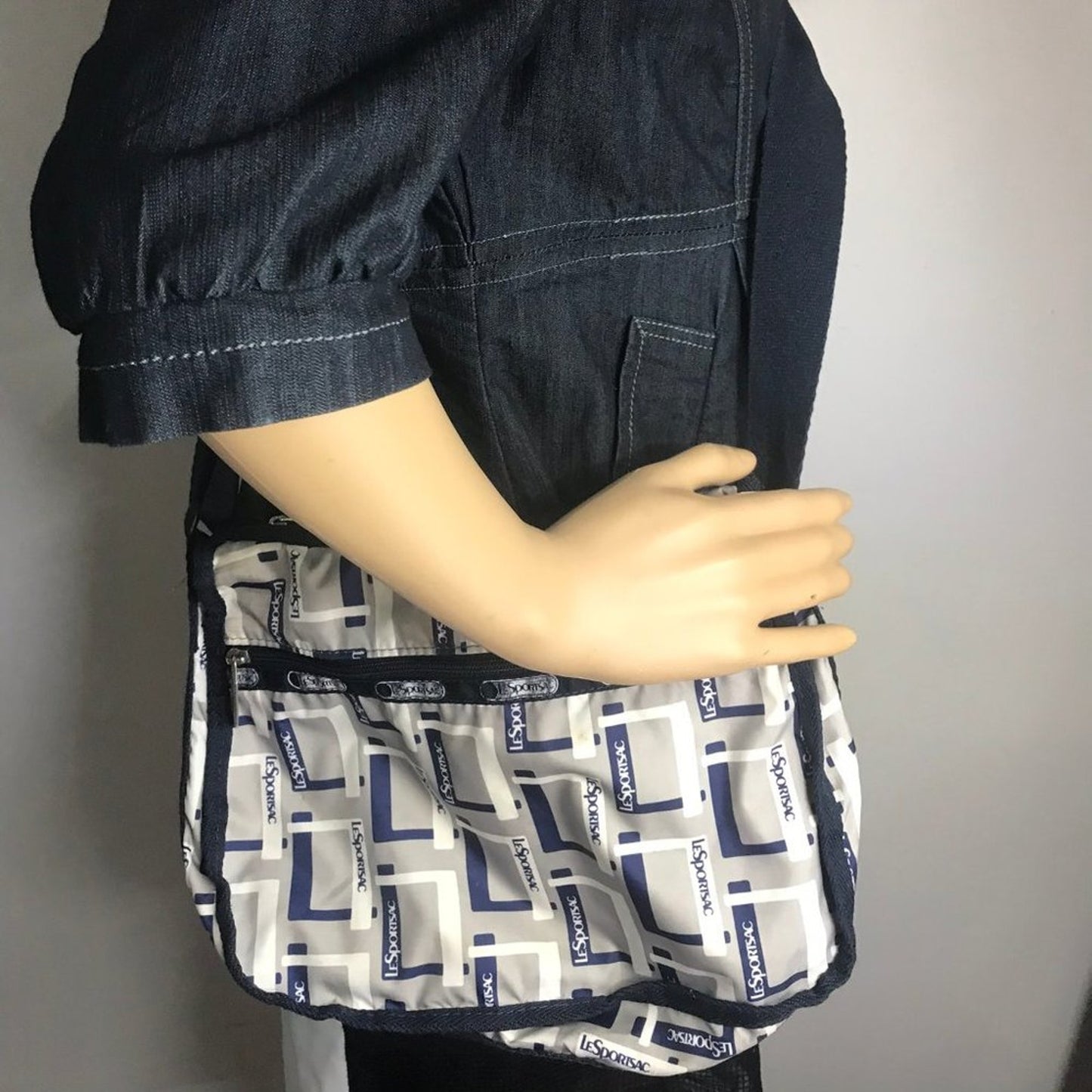 LeSportsac Medium Size Gray Black Crossbody Bag