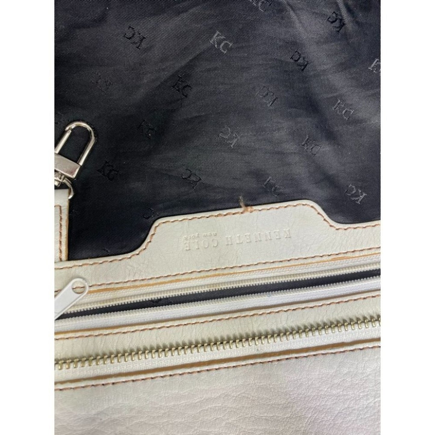 Kenneth Cole White Large Leather Shoulder Bag