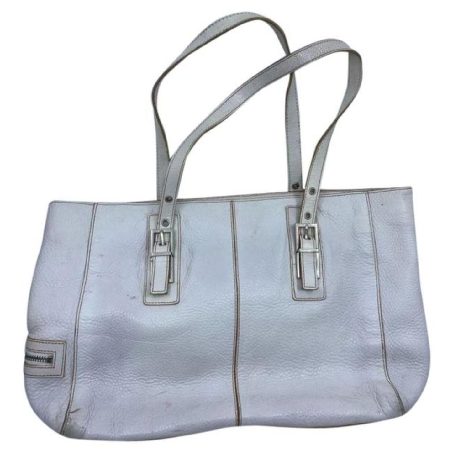 Kenneth Cole White Large Leather Shoulder Bag