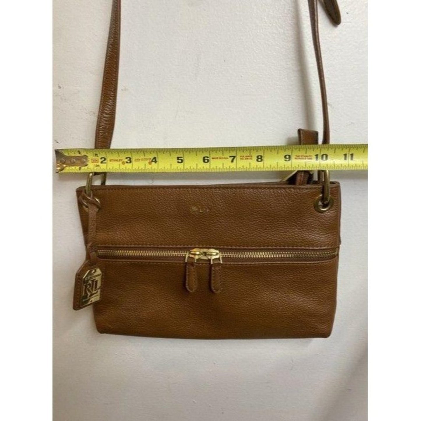 lauren ralph lauren orange leather cross body bag