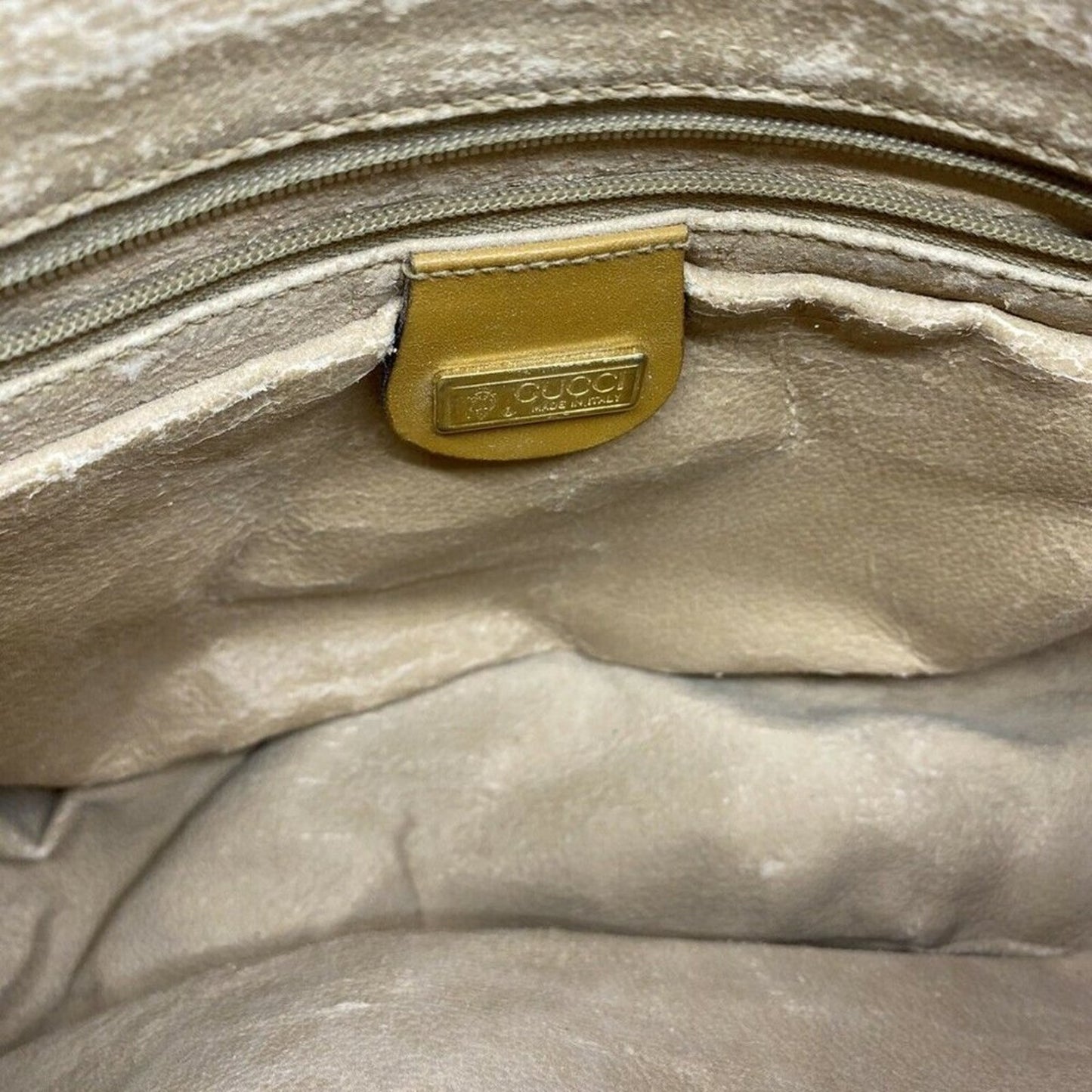GUCCI Vintage Beige Coated Canvas/ Leather Crossbo