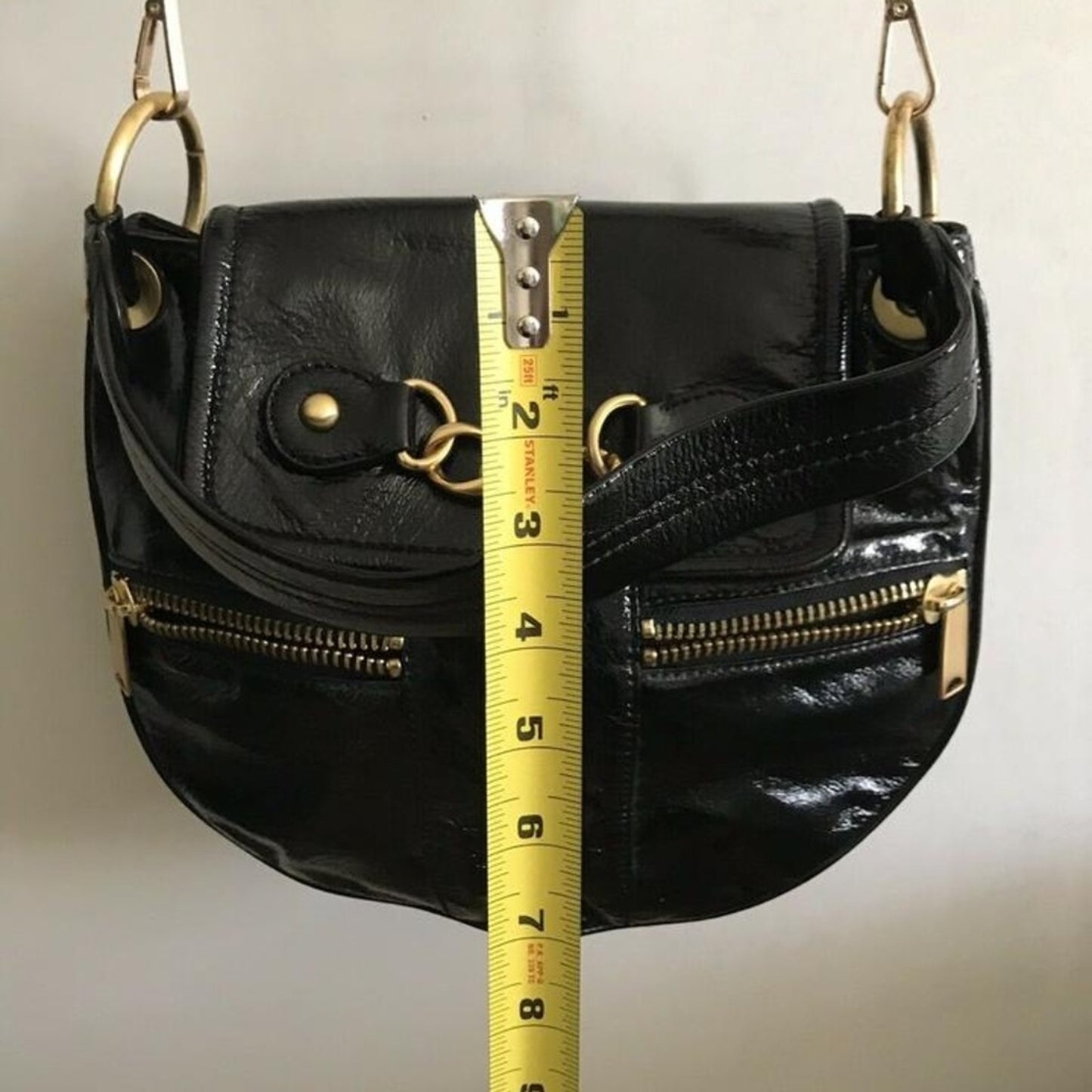 Cynthia Rowley Medium Black Patent Leather Cross B