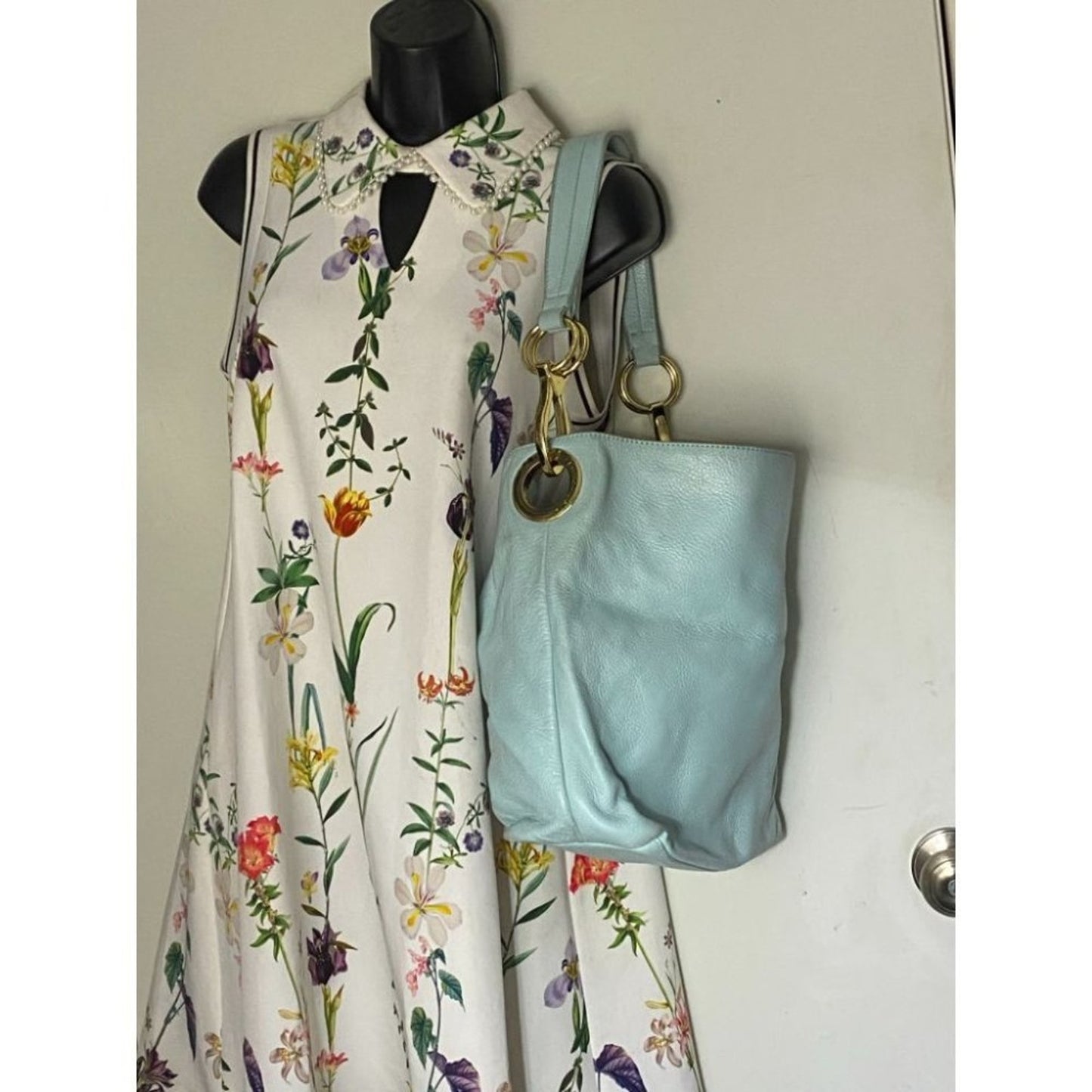 Anteprima Nueve Aqua Faux Leather Shoulder Bag