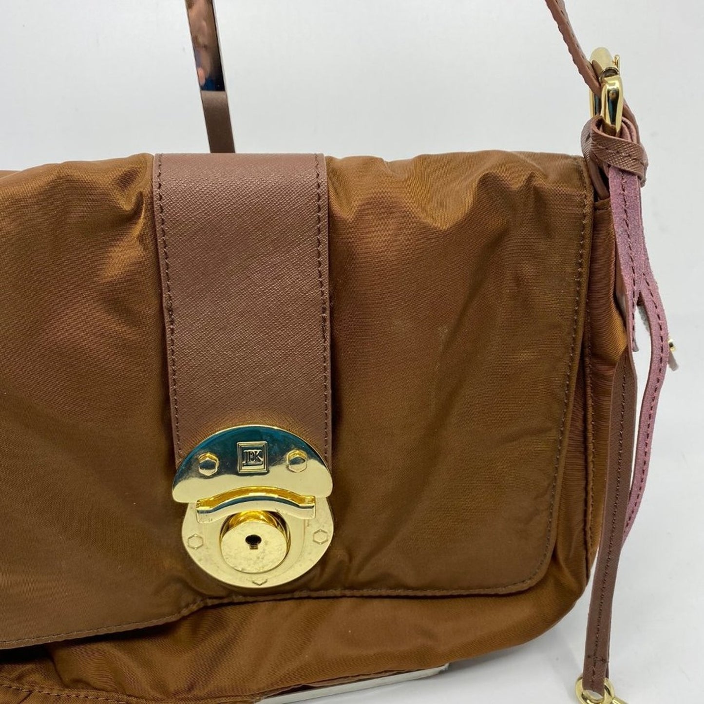 JPK Paris Brown Nylon Shoulder Bag