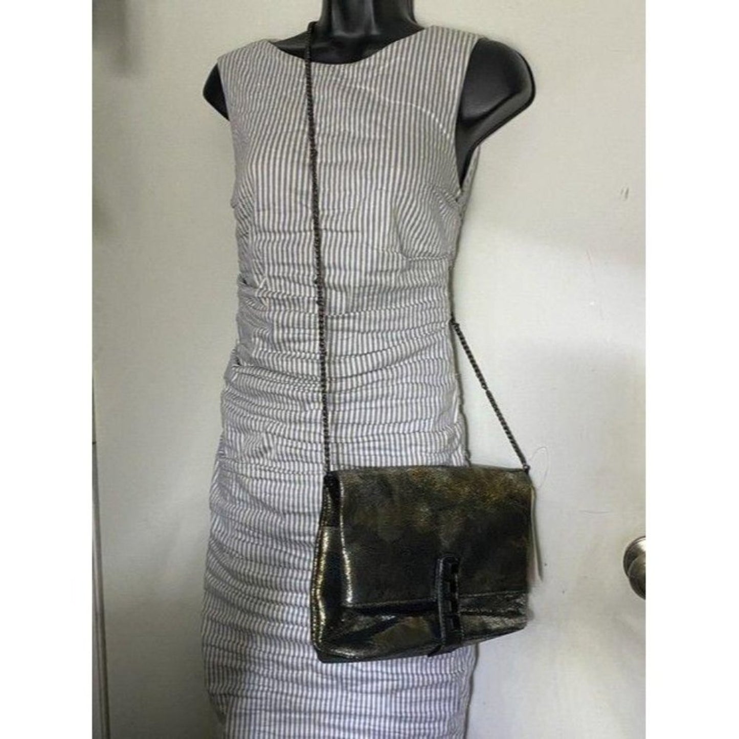 Nicole Miller Msrp Black Gold Leather Cross Body B