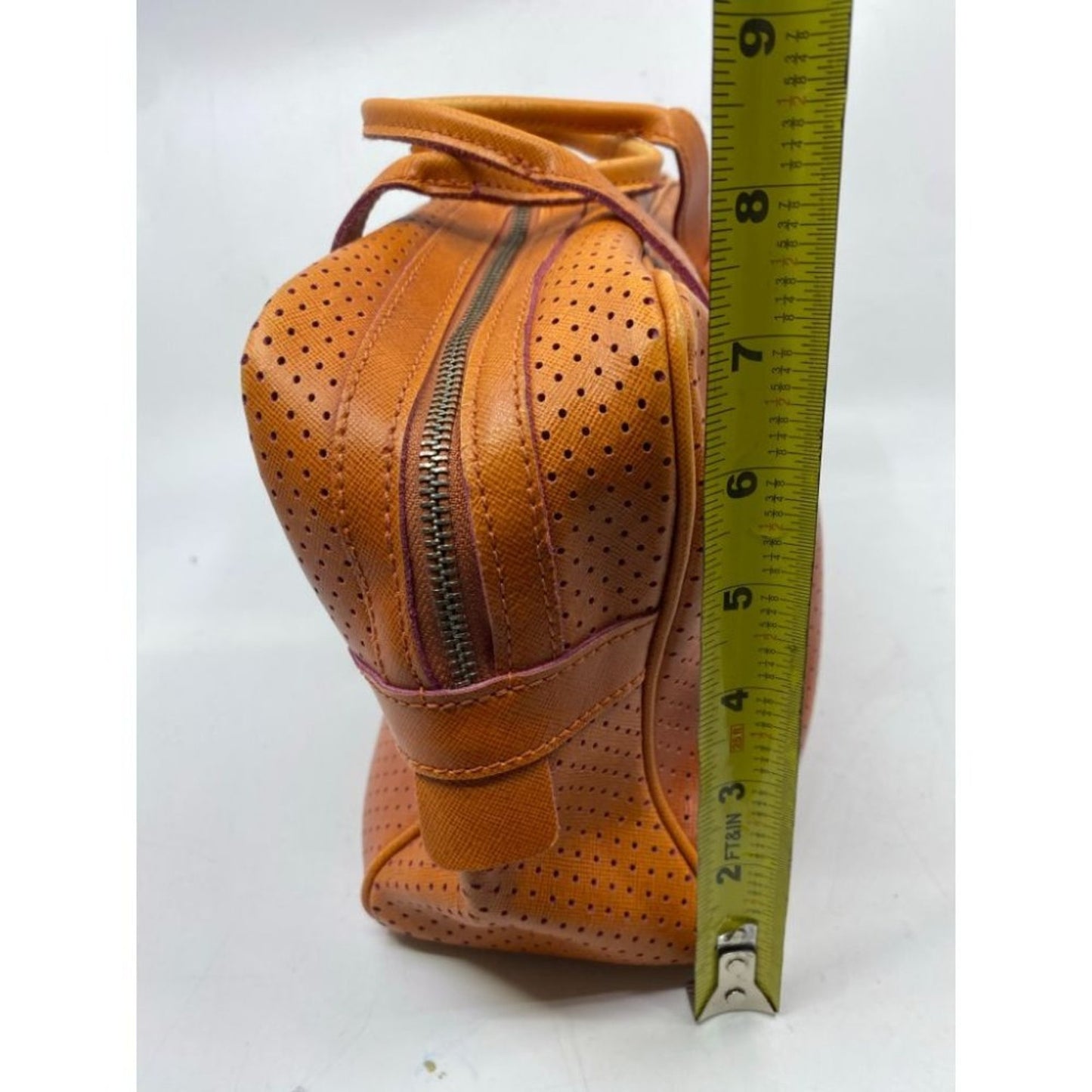 Innue Orange Leather Tote Bag