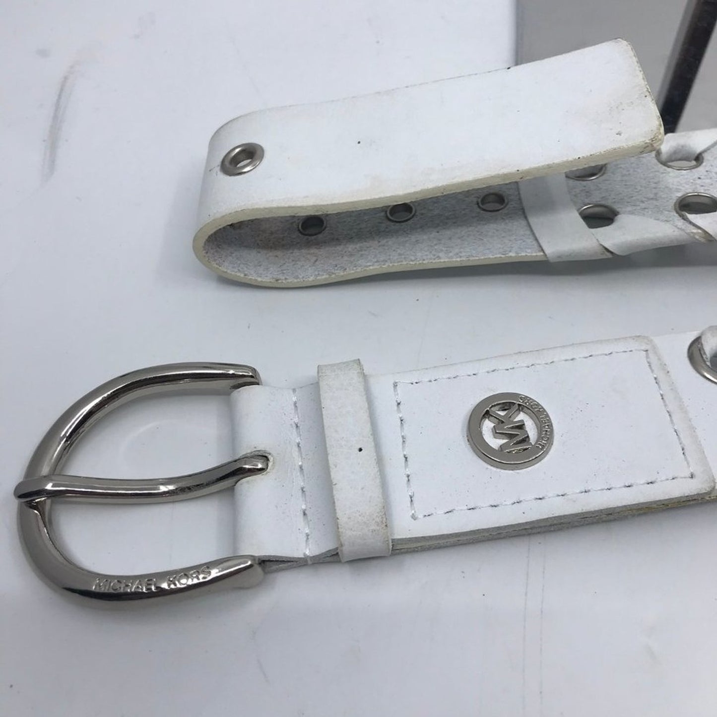 Michael Kors White Leather Belt