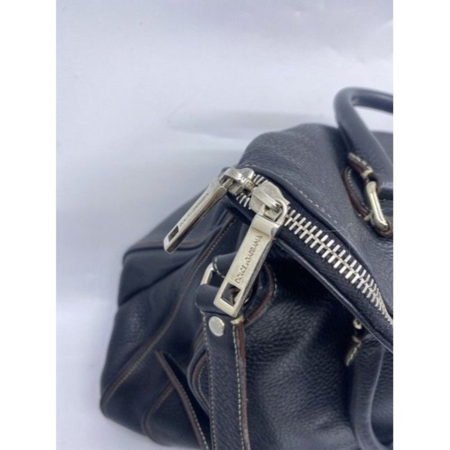 Dolce And Gabbana Miss Catch Fold Over Tote Black Leather Cross Body Bag
