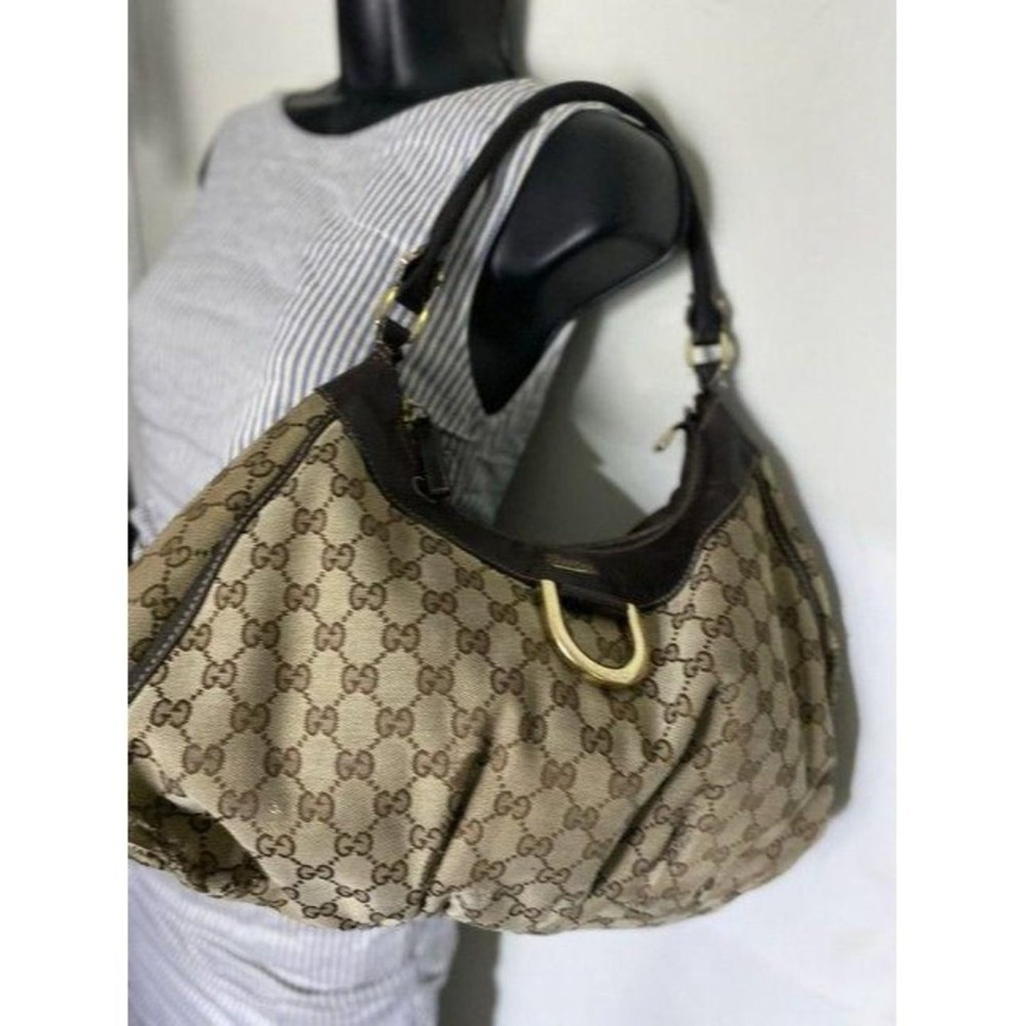 Gucci tote all over logo beige brown jacquard fabr
