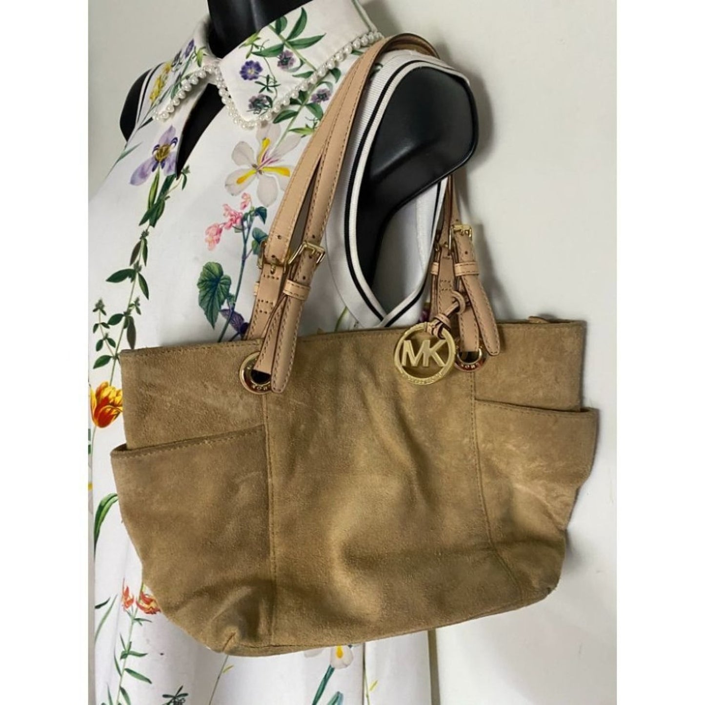 Michael Kors Tan Medium Suede Leather Tote Bag