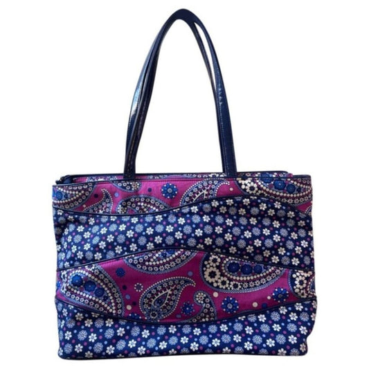 Vera Bradley Blue Pink Quilted Fabric Tote Bag