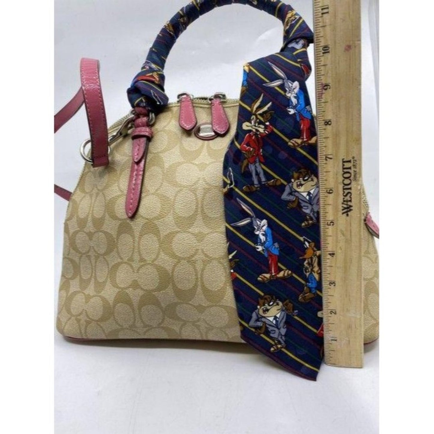 coach customized tan and multicolor cross body bag