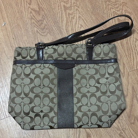 Coach Olive and Dark Brown Shoulder Bag