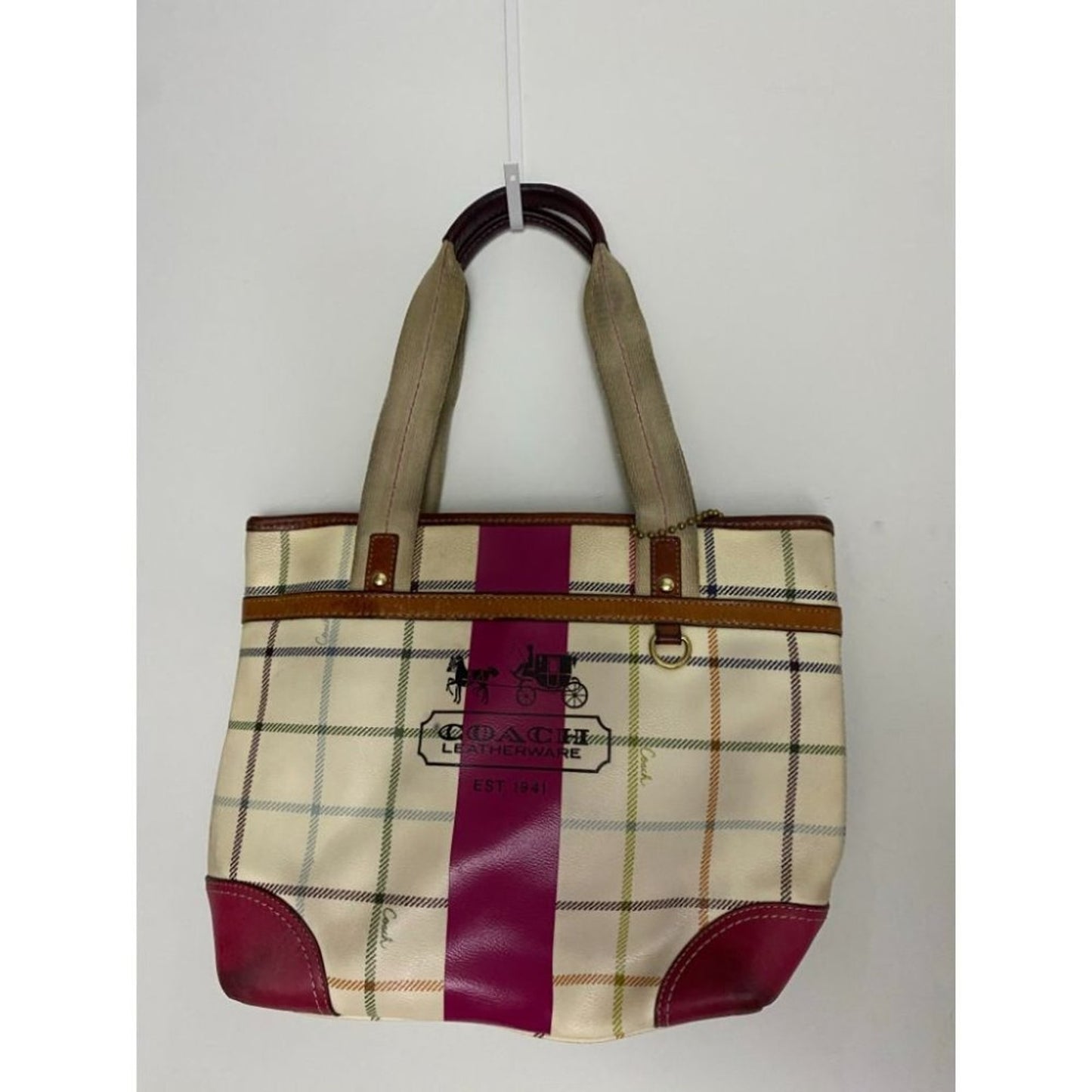 Coach Cream Red Coated Canvas Signature Handbag