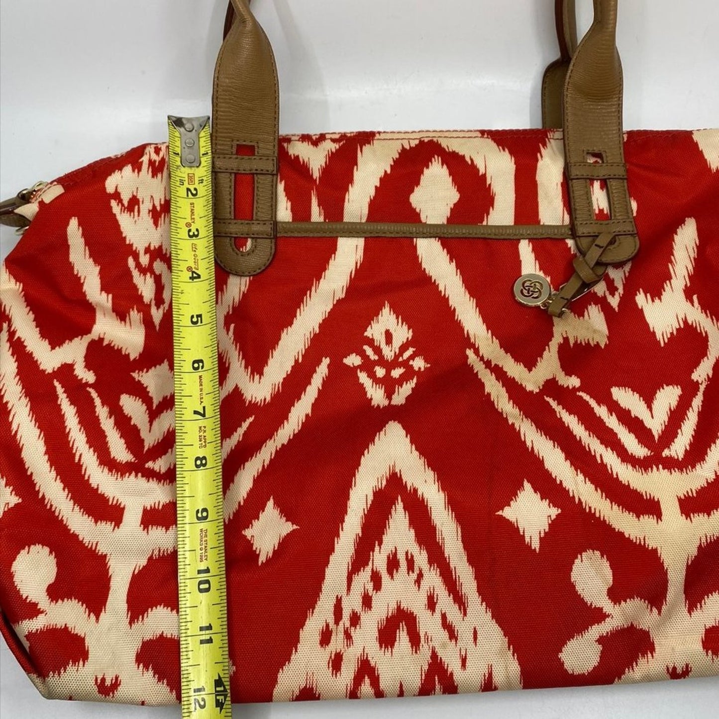 Stella & Dot Red Print Fabric Shoulder Bag